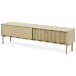 Mobile Porta tv Marrone Rovere 2 Ripiani 2 Ante 187x40x52h cm, Ante Effetto Rigato - Kamikaza