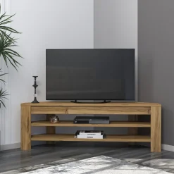 Mobile Porta tv Marrone Rovere 2 Ripiani Angolare 120x30x40h cm, Peso Supportato 40 kg - Venezze