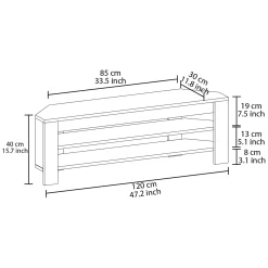 Mobile Porta tv Marrone Rovere 2 Ripiani Angolare 120x30x40h cm, Peso Supportato 40 kg - Venezze