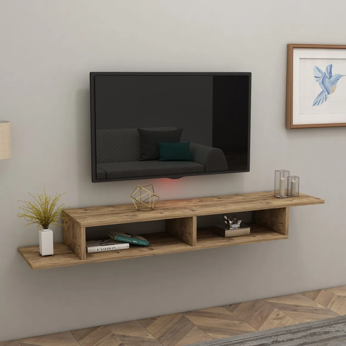 Mobili Porta Tv > Dmora Mobile Porta tv 3 Cassetti un Ripiano 200x34x28h cm, 3 Vani - Kahate Marrone Rovere