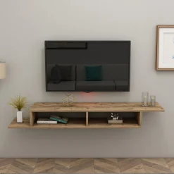Mobili Porta Tv > Dmora Mobile Porta tv 3 Cassetti un Ripiano 200x34x28h cm, 3 Vani - Kahate Marrone Rovere
