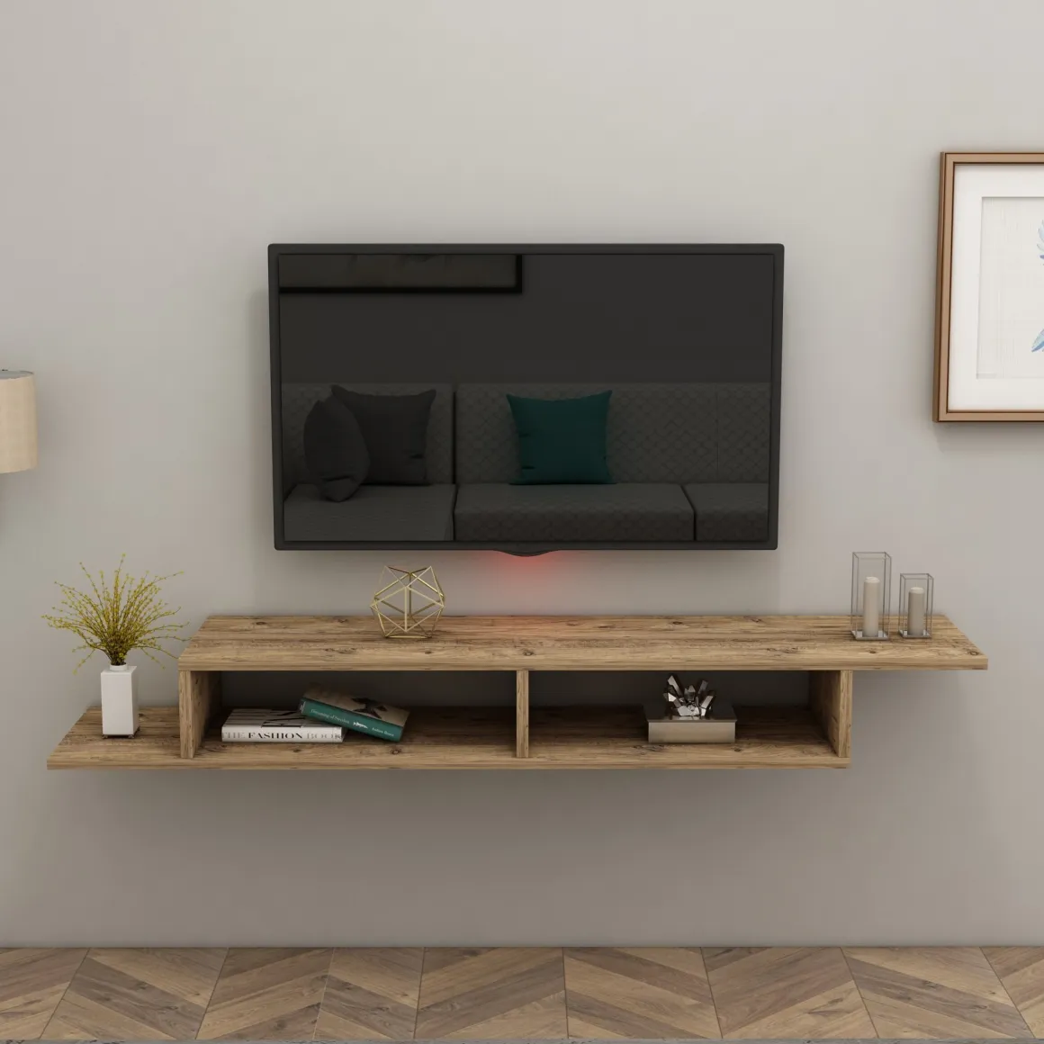 Mobili Porta Tv > Dmora Mobile Porta tv 3 Cassetti un Ripiano 200x34x28h cm, 3 Vani - Kahate Marrone Rovere