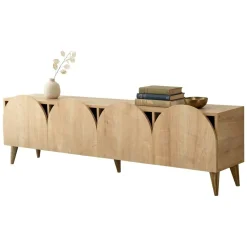 Mobile Porta tv Marrone Rovere 4 Vani 4 Ante 180x35x50h cm, Apertura a Ribalta - Visco