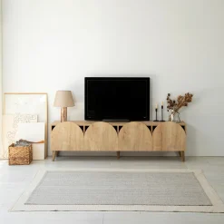 Mobile Porta tv Marrone Rovere 4 Vani 4 Ante 180x35x50h cm, Apertura a Ribalta - Visco