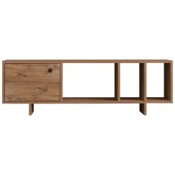 Mobili Porta Tv > Dmora Mobile Porta tv 4 Vani Un'anta 140x29x45h cm, Apertura Battente - Fumane Marrone Rovere