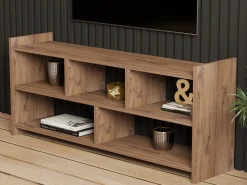 Mobile Porta tv Marrone Rovere 5 Ripiani 5 Vani 118x28x55h cm, Peso Supportato 40 kg - Loreglia