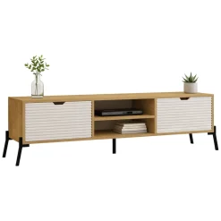 Mobile Porta tv Marrone Rovere Bianco un Ripiano 4 Vani 160x40x41h cm, 2 Ante - Cinaglio
