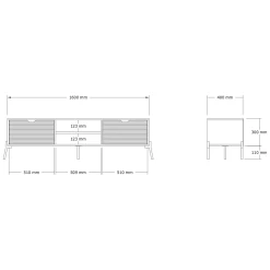 Mobile Porta tv Marrone Rovere Bianco un Ripiano 4 Vani 160x40x41h cm, 2 Ante - Cinaglio