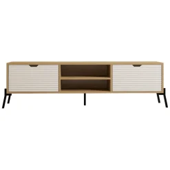 Mobile Porta tv Marrone Rovere Bianco un Ripiano 4 Vani 160x40x41h cm, 2 Ante - Cinaglio