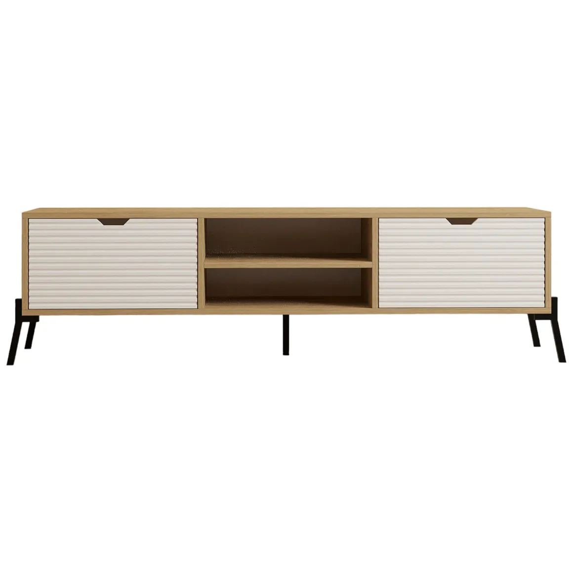 Mobile Porta tv Marrone Rovere Bianco un Ripiano 4 Vani 160x40x41h cm, 2 Ante - Cinaglio