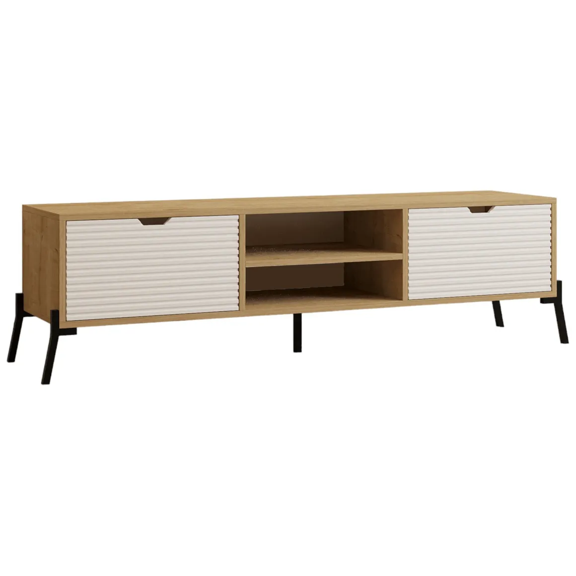 Mobile Porta tv Marrone Rovere Bianco un Ripiano 4 Vani 160x40x41h cm, 2 Ante - Cinaglio