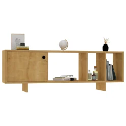 Mobile Porta tv Marrone Rovere Chiaro 4 Vani Un'anta 140x29x45h cm, Apertura Battente - Pralormo