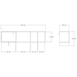 Mobile Porta tv Marrone Rovere Chiaro 4 Vani Un'anta 140x29x45h cm, Apertura Battente - Pralormo