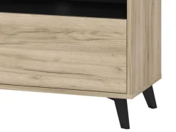 Mobili Porta Tv > Dmora Mobile Porta tv Marrone Rovere Grigio Nero 3 Ripiani Un'anta 137.5x40x57.5h cm, 4 Vani - Platania Nero, Marrone Rovere grigio