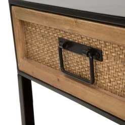 Mobile Porta tv Marrone Rovere Nero 2 Cassetti 2 Ripiani 95x38x38h cm, Finiture in Rattan - Boquete