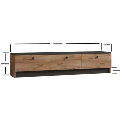 Mobili Porta Tv > Dmora Mobile Porta tv Marrone Rovere Nero Antracite 2 Ante Apertura a Ribalta 180x33x49h cm, 3 Vani - Imerese Nero Antracite, Marrone Rovere