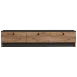 Mobili Porta Tv > Dmora Mobile Porta tv Marrone Rovere Nero Antracite 2 Ante Apertura a Ribalta 180x33x49h cm, 3 Vani - Imerese Nero Antracite, Marrone Rovere