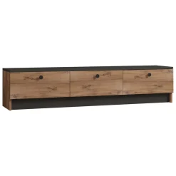 Mobili Porta Tv > Dmora Mobile Porta tv Marrone Rovere Nero Antracite 2 Ante Apertura a Ribalta 180x33x49h cm, 3 Vani - Imerese Nero Antracite, Marrone Rovere