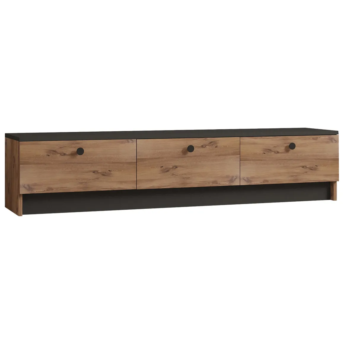 Mobili Porta Tv > Dmora Mobile Porta tv Marrone Rovere Nero Antracite 2 Ante Apertura a Ribalta 180x33x49h cm, 3 Vani - Imerese Nero Antracite, Marrone Rovere