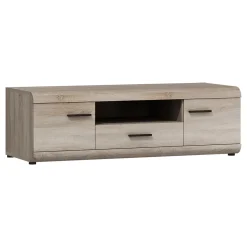 Mobile Porta tv Marrone Rovere Nero un Cassetto 2 Ripiani 140x54x44h cm, 2 Ante - Kalepa