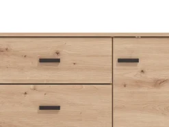Mobili Porta Tv > Dmora Mobile Porta tv Marrone Rovere Nodi Nero 2 Cassetti un Ripiano 157x40x52h cm, Apertura Battente, Scorrevole - Caivano Nero, Marrone Rovere Nodi
