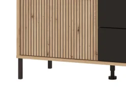 Mobile Porta tv Marrone Rovere Nodi Nero 2 Cassetti un Ripiano 157x40x54.5h cm, 2 Ante - Raiano