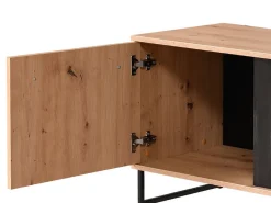 Mobile Porta tv Marrone Rovere Nodi Nero 2 Ripiani 4 Vani 170.5x42x54h cm, 2 Ante - Sutrio