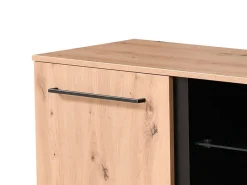 Mobile Porta tv Marrone Rovere Nodi Nero 2 Ripiani 4 Vani 170.5x42x54h cm, 2 Ante - Sutrio