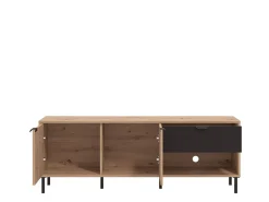 Mobile Porta tv Marrone Rovere Nodi Nero un Cassetto 2 Ripiani 150.5x40x54.5h cm, 2 Ante - Preone