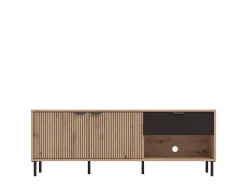 Mobile Porta tv Marrone Rovere Nodi Nero un Cassetto 2 Ripiani 150.5x40x54.5h cm, 2 Ante - Preone