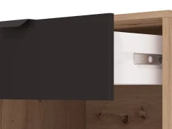 Mobile Porta tv Marrone Rovere Nodi Nero un Cassetto 2 Ripiani 150.5x40x54.5h cm, 2 Ante - Preone