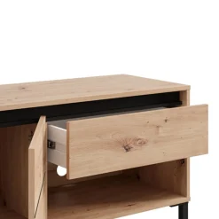 Mobile Porta tv Marrone Rovere Nodi Nero un Cassetto un Ripiano 151x40x52h cm, 2 Ante - Corciano