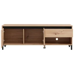 Mobile Porta tv Marrone Rovere Nodi Nero un Cassetto un Ripiano 151x40x52h cm, 2 Ante - Corciano
