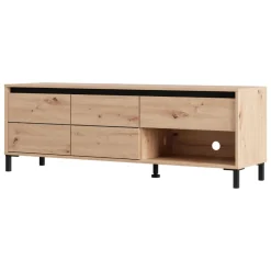Mobile Porta tv Marrone Rovere Nodi Nero un Cassetto un Ripiano 151x40x52h cm, 2 Ante - Corciano