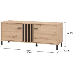 Mobili Porta Tv > Dmora Mobile Porta tv Marrone Rovere Nodi Nero un Ripiano 2 Ante 157x40x52h cm, 2 Vani - Nazzaro Nero, Marrone Rovere Nodi