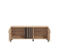 Mobili Porta Tv > Dmora Mobile Porta tv Marrone Rovere Nodi Nero un Ripiano 2 Ante 157x40x52h cm, 2 Vani - Nazzaro Nero, Marrone Rovere Nodi