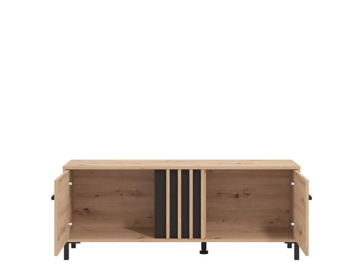 Mobili Porta Tv > Dmora Mobile Porta tv Marrone Rovere Nodi Nero un Ripiano 2 Ante 157x40x52h cm, 2 Vani - Nazzaro Nero, Marrone Rovere Nodi