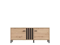 Mobili Porta Tv > Dmora Mobile Porta tv Marrone Rovere Nodi Nero un Ripiano 2 Ante 157x40x52h cm, 2 Vani - Nazzaro Nero, Marrone Rovere Nodi
