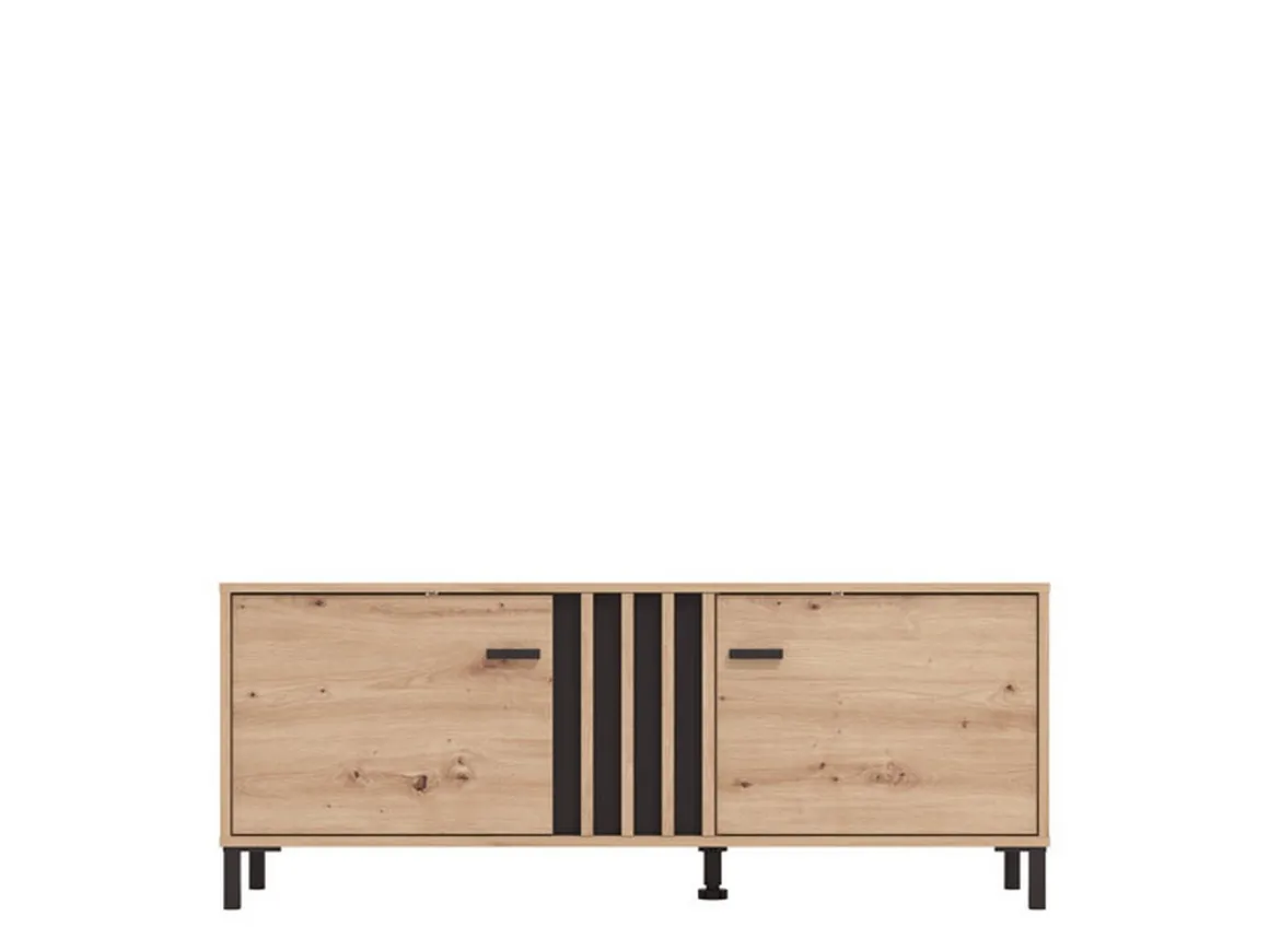 Mobili Porta Tv > Dmora Mobile Porta tv Marrone Rovere Nodi Nero un Ripiano 2 Ante 157x40x52h cm, 2 Vani - Nazzaro Nero, Marrone Rovere Nodi