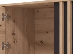 Mobili Porta Tv > Dmora Mobile Porta tv Marrone Rovere Nodi Nero un Ripiano 2 Ante 157x40x52h cm, 2 Vani - Nazzaro Nero, Marrone Rovere Nodi