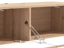 Mobile Porta tv Marrone Rovere Nodi un Ripiano 2 Ante 128x41.5x32h cm, Anta Effetto Rigato - Colico
