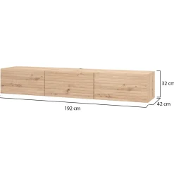 Mobile Porta tv Marrone Rovere Nodi un Ripiano 3 Ante 192x41.5x32h cm, Anta Effetto Rigato - Melazzo