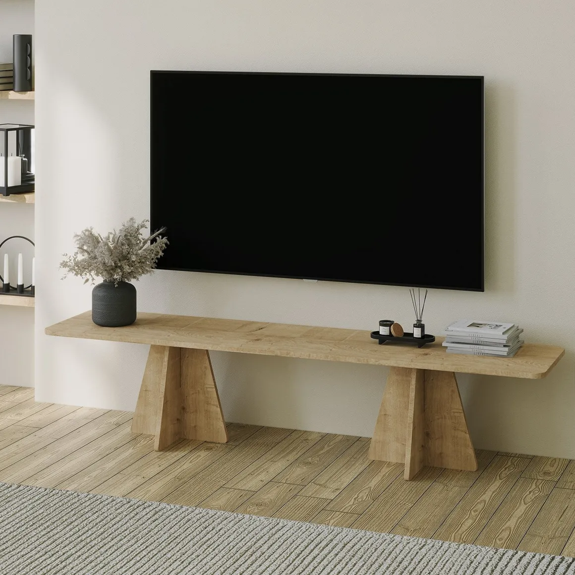 Mobili Porta Tv > Dmora Mobile Porta tv Marrone Rovere Trasparente un Ripiano Struttura in Vetro Temperato 120x35x45h cm, un Vano - Cloz Trasparente, Marrone Rovere