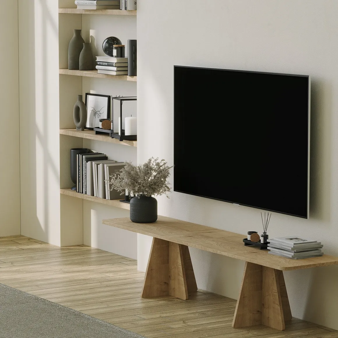 Mobili Porta Tv > Dmora Mobile Porta tv Marrone Rovere Trasparente un Ripiano Struttura in Vetro Temperato 120x35x45h cm, un Vano - Cloz Trasparente, Marrone Rovere