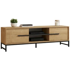 Mobile Porta tv Marrone Rovere un Ripiano 2 Ante 160x40x50h cm, 4 Vani - Cinaglio