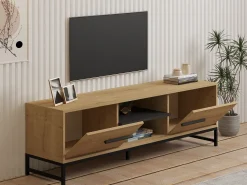 Mobile Porta tv Marrone Rovere un Ripiano 2 Ante 160x40x50h cm, 4 Vani - Cinaglio