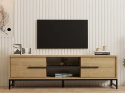 Mobile Porta tv Marrone Rovere un Ripiano 2 Ante 160x40x50h cm, 4 Vani - Cinaglio