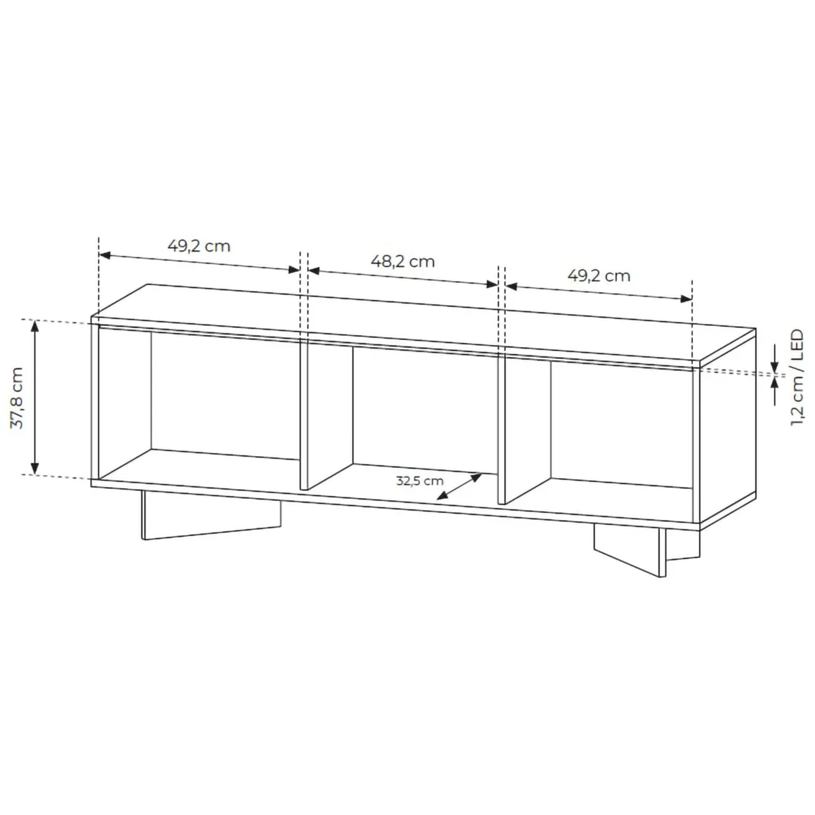 Mobile Porta tv Marrone Rovere un Ripiano 3 Ante 154x40x54h cm, Ante Effetto Rigato con led - Kamele