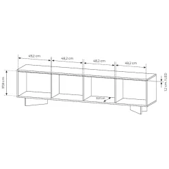 Mobile Porta tv Marrone Rovere un Ripiano 4 Ante 204x40x54h cm, Ante Effetto Rigato con led - Kame