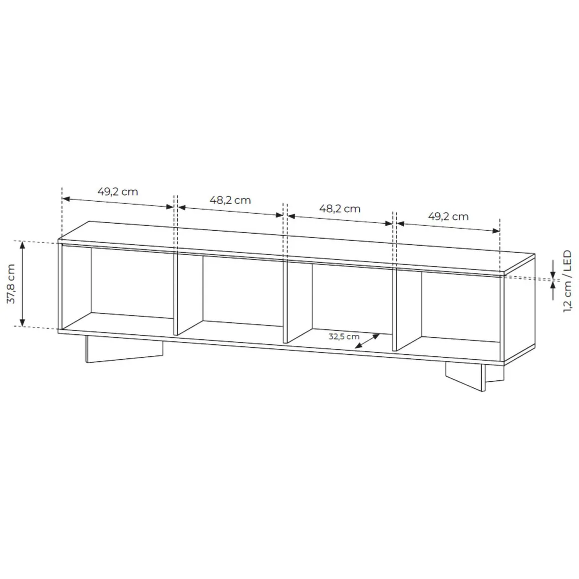 Mobile Porta tv Marrone Rovere un Ripiano 4 Ante 204x40x54h cm, Ante Effetto Rigato con led - Kame